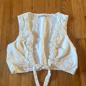 Abercrombie white crop top with tie front